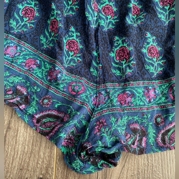 Anthropologie Ett:Twa Blue Kaleo Boho Floral Print Off The Shoulder Romper - Picture 9 of 14